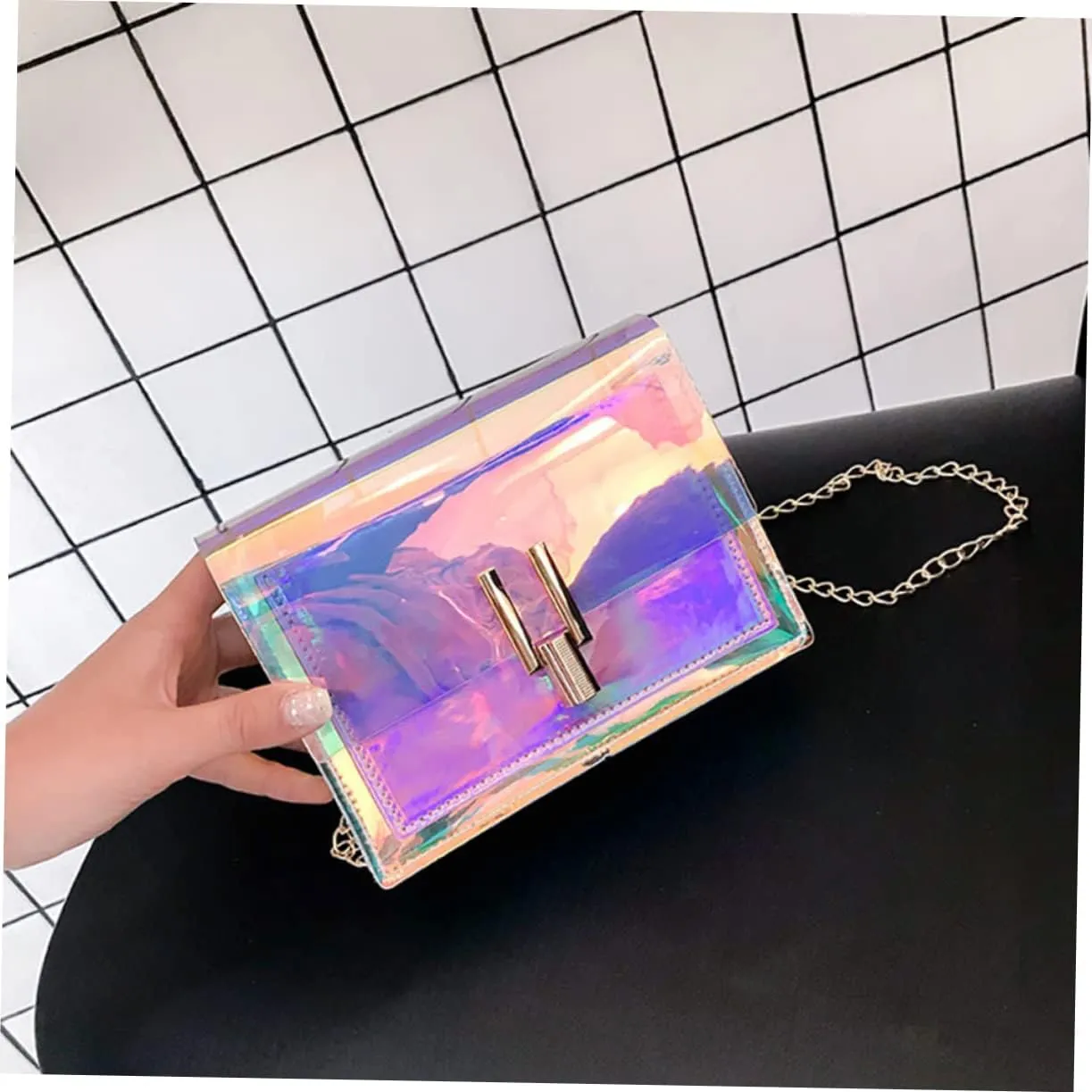 TENDYCOCO 2pcs Clear Messenger Bag Ladies Wallet Sling Purse Transparent Waist Bag Rave Fanny Pack for Women Chain