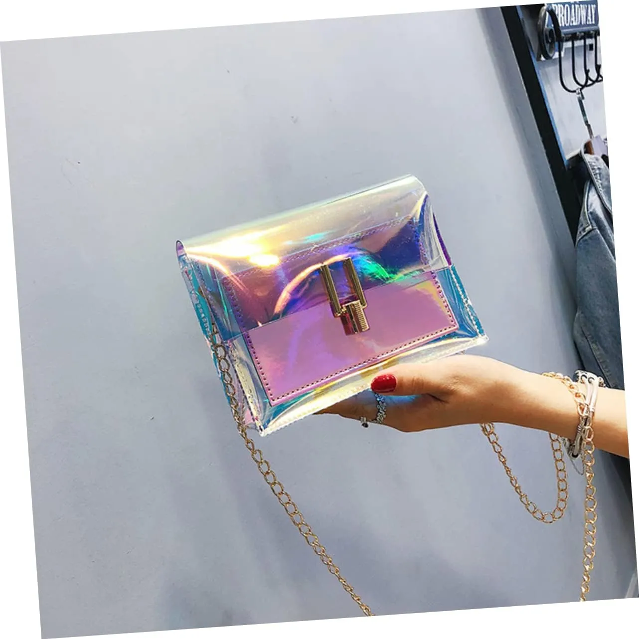 TENDYCOCO 2pcs Clear Messenger Bag Ladies Wallet Sling Purse Transparent Waist Bag Rave Fanny Pack for Women Chain
