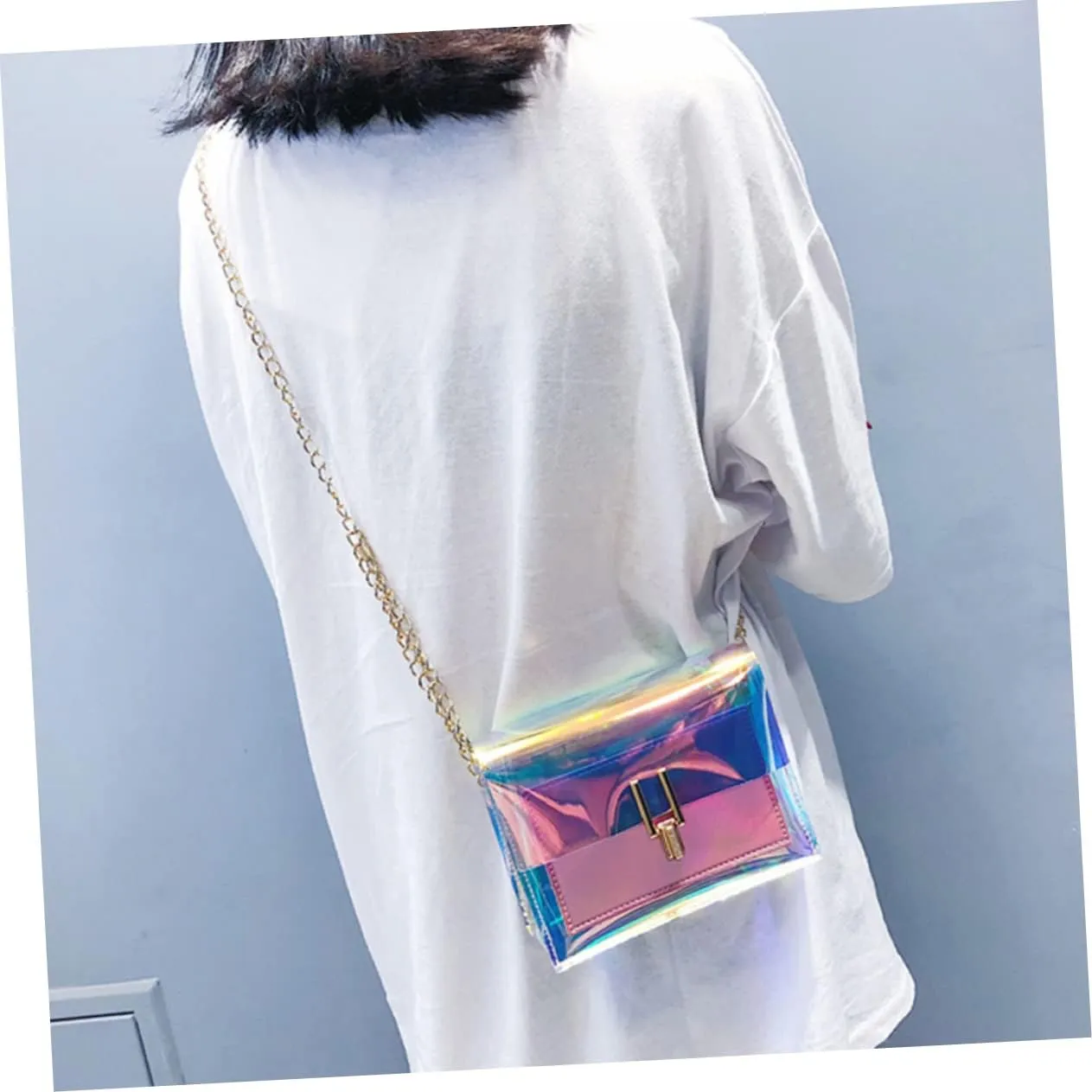 TENDYCOCO 2pcs Clear Messenger Bag Ladies Wallet Sling Purse Transparent Waist Bag Rave Fanny Pack for Women Chain