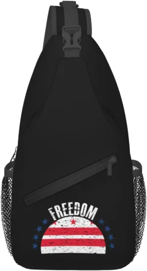 The District Of Columbia Flag And Freedom Crossbody Bags For Women Men Chest Backpack Gym Shoulder Bag Travel Outdoor Sports Casual Crossbody Bags