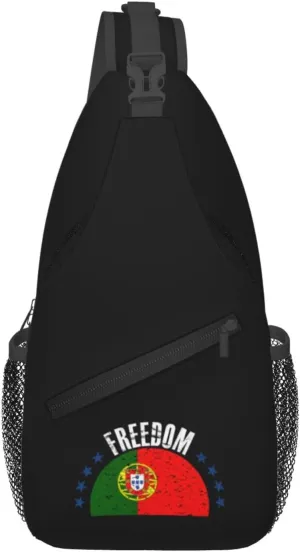 The Portugal Flag And Freedom Crossbody Bags For Women Men Chest Backpack Gym Shoulder Bag Travel Outdoor Sports Casual Crossbody Bags