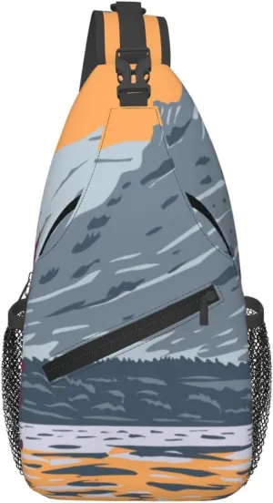 The River Under The Snowy Mountain Crossbody Bags For Women Men Chest Backpack Gym Shoulder Bag Travel Outdoor Sports Casual Crossbody Bags