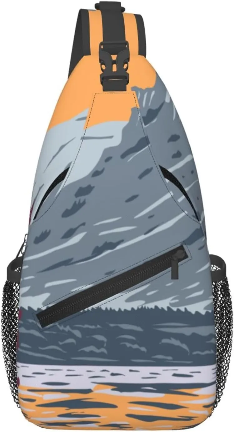 The River Under The Snowy Mountain Crossbody Bags For Women Men Chest Backpack Gym Shoulder Bag Travel Outdoor Sports Casual Crossbody Bags