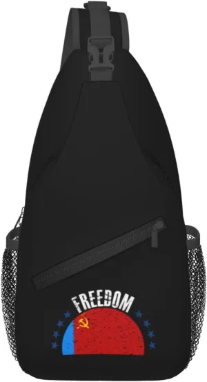 The Russian Soviet Federative Socialist Republic Flag And Freedom Crossbody Bags For Women Men Chest Backpack Gym Shoulder Bag Travel Outdoor Sports Casual Crossbody Bags