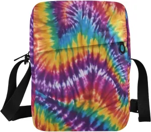 Tie Dye Swirl Crossbody Bag for Women Men, Sling Bag with Adjustable Strap for Women Men Travel 6.6×2.5×9.4 IN