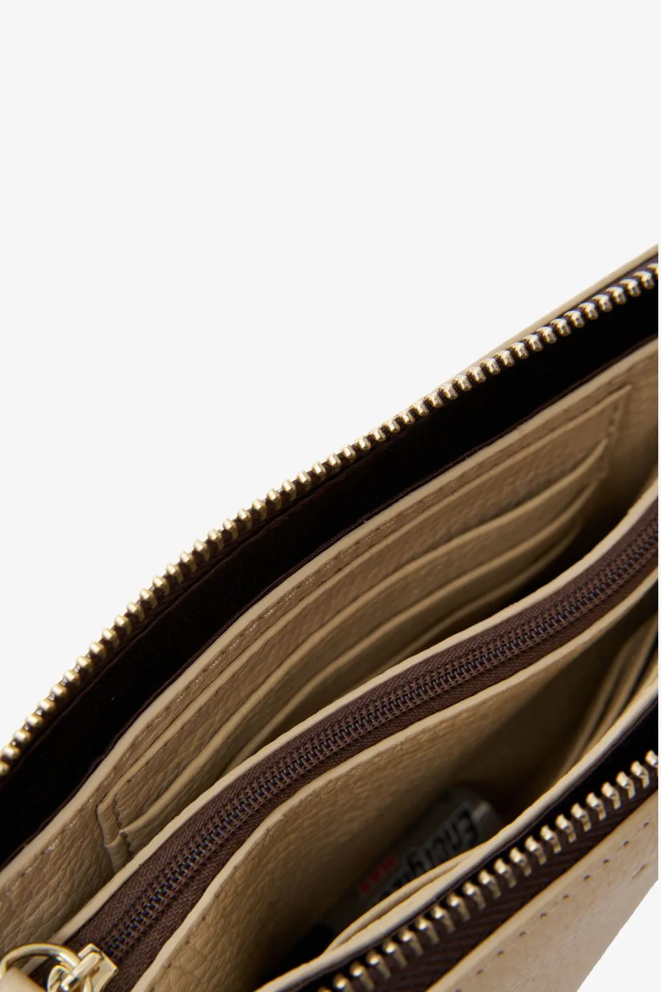 Tilly Multi Pocket Biscotti Leather Crossbody Bag