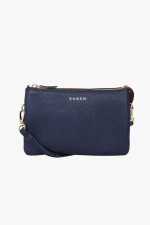 Tilly Multi Pocket Navy Leather Crossbody Clutch