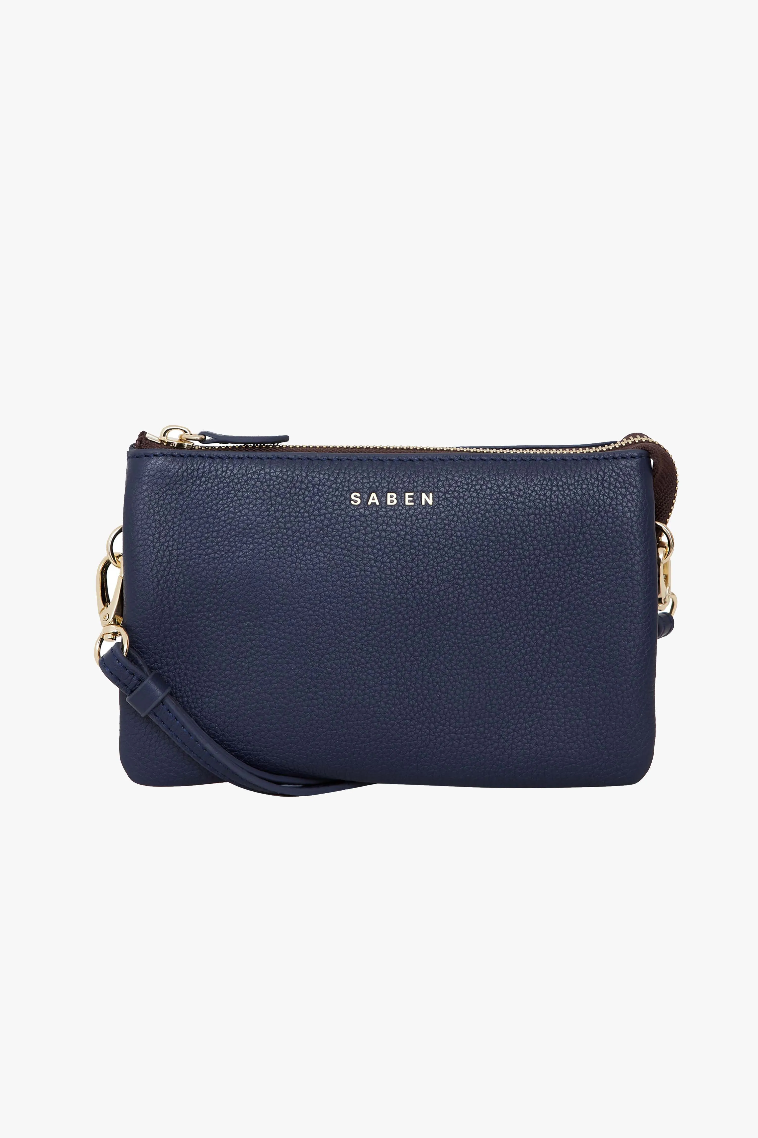 Tilly Multi Pocket Navy Leather Crossbody Clutch