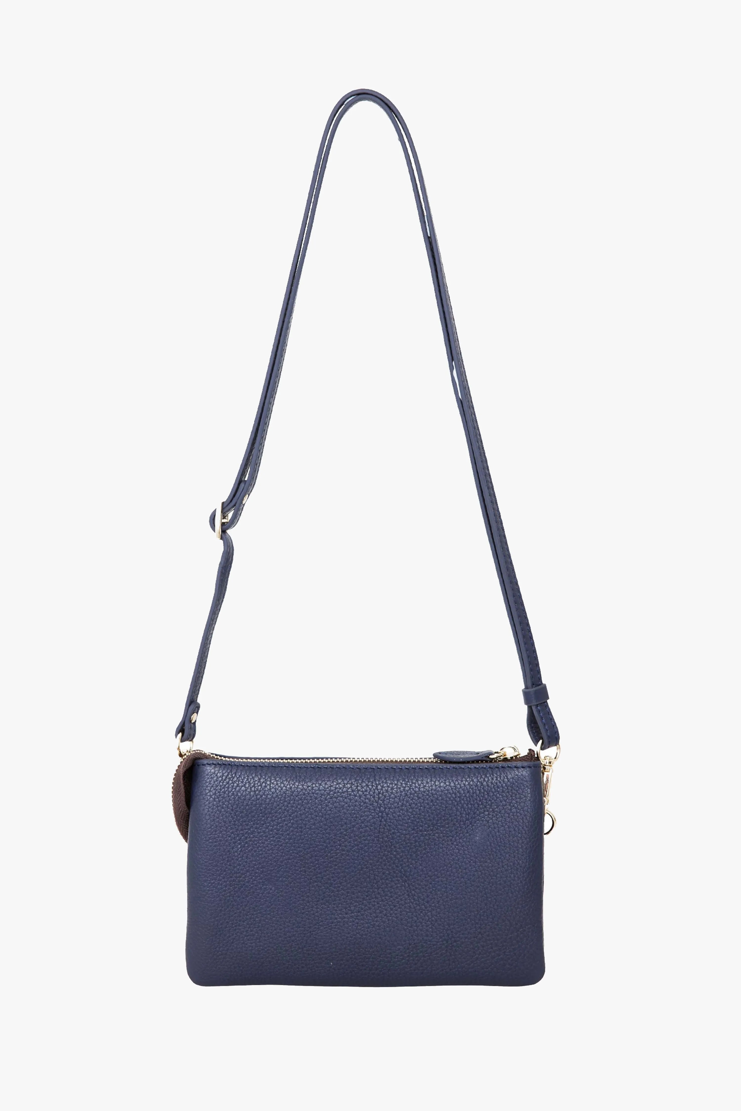 Tilly Multi Pocket Navy Leather Crossbody Clutch