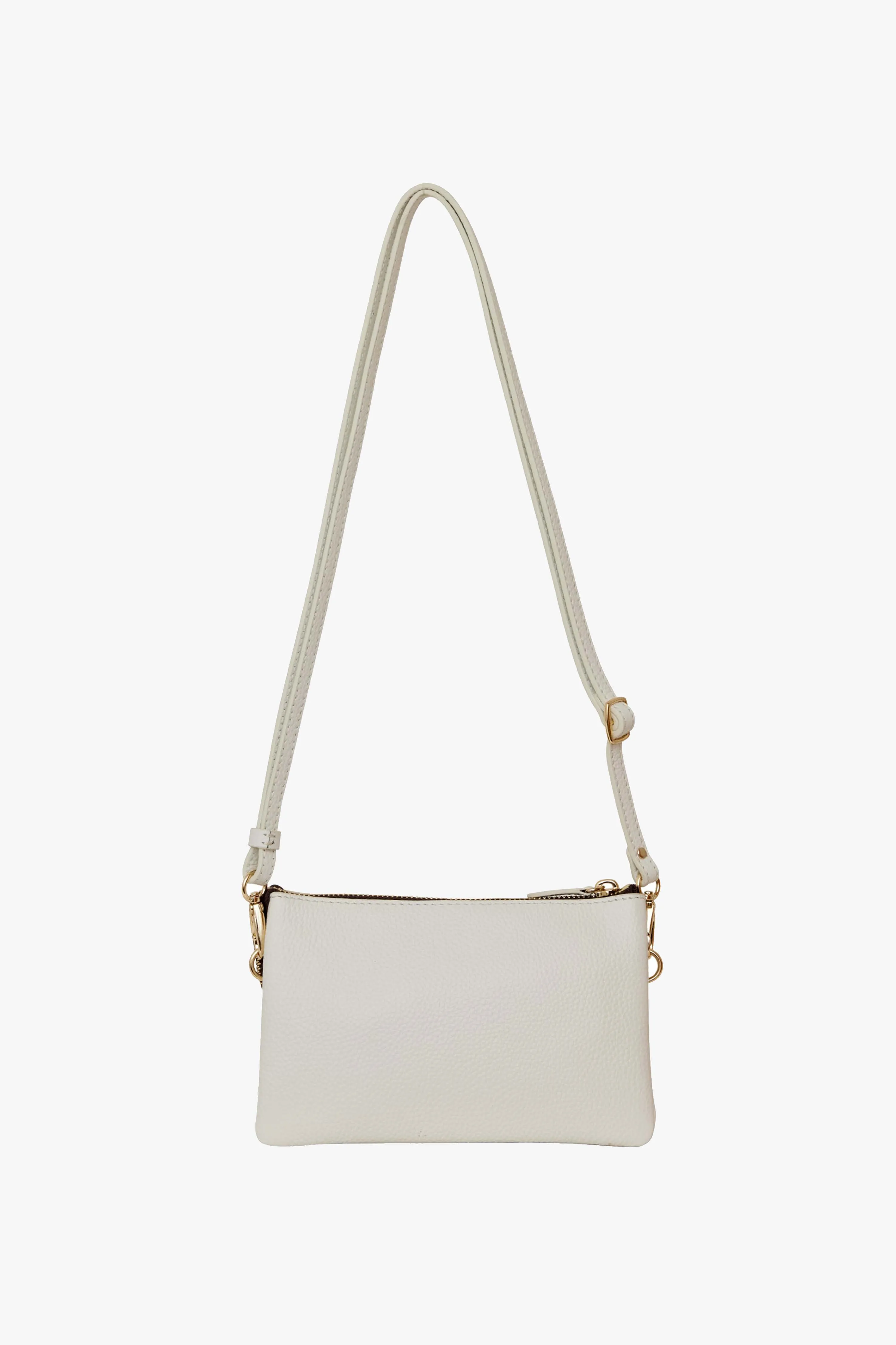 Tilly Multi Pocket White Leather Crossbody Clutch