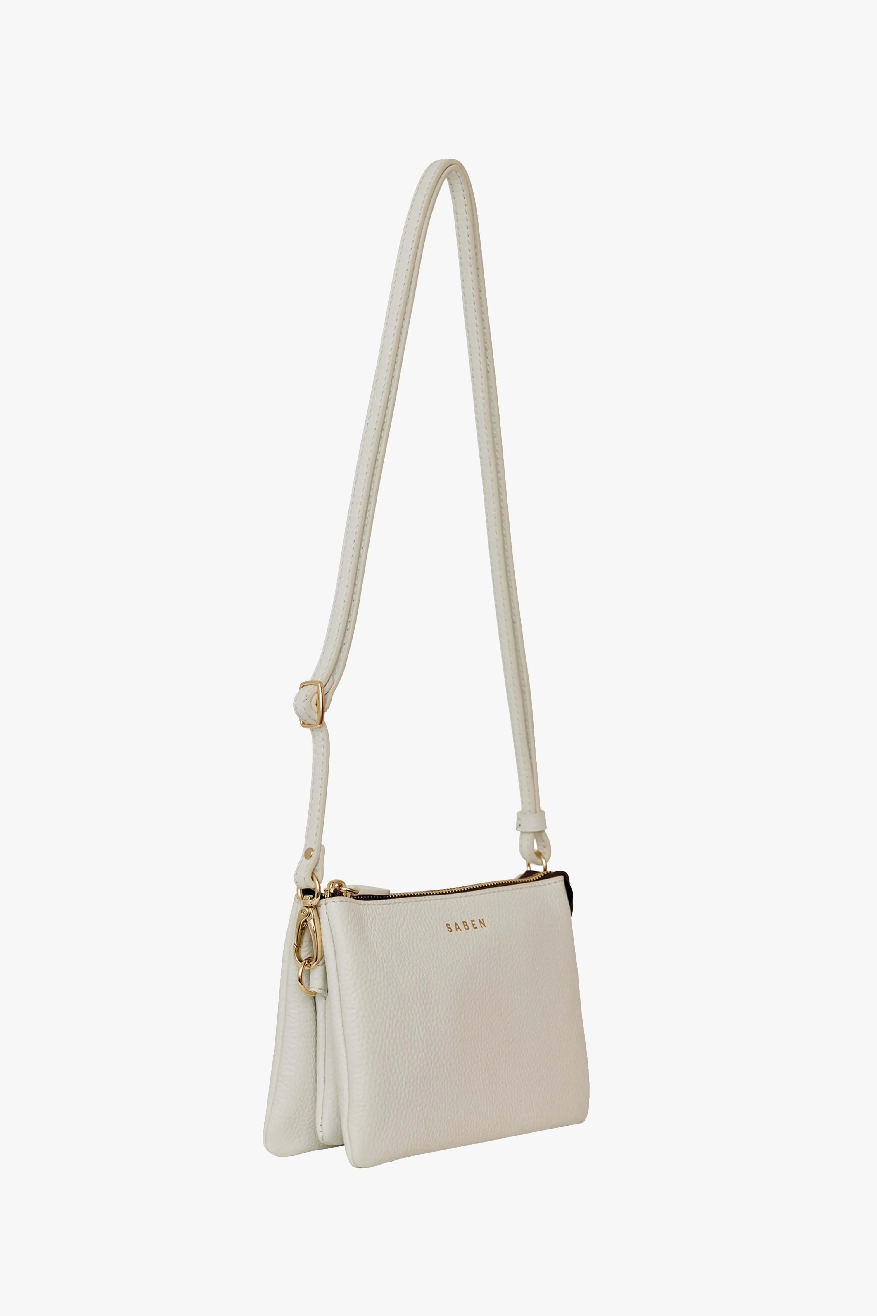 Tilly Multi Pocket White Leather Crossbody Clutch