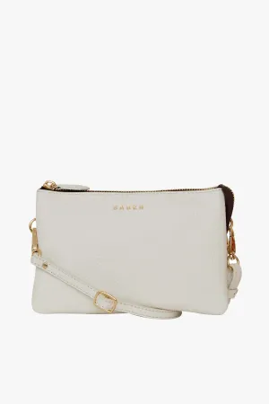 Tilly Multi Pocket White Leather Crossbody Clutch