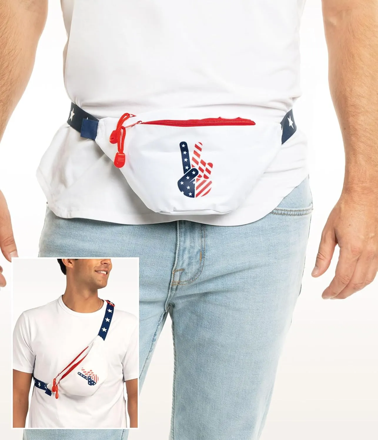 Tipsy Elves American Flag Fanny Packs with Drink Holder - USA Fanny Pack for 4th of July BBQ, Pool Party and Events