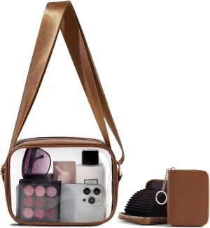 TOBVZOO Clear Purse Crossbody Bag Stadium Approved, Transparent Bag with Adjustable Strap for Concerts Sports Events