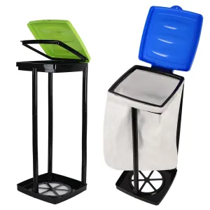 TonGass (Green & Blue, 2-Pack Collapsible Trash Bag Holder, Portable Indoor Outdoor Trashcan Suitable for 13-Gallon Trash Bags, Perfect for Camping Waste Management Solution On The Go