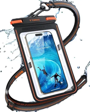 TORRAS IPX8 Waterproof Phone Pouch Floating, Underwater Screen Touchable, Waterproof Phone Case with Lanyard for iPhone 16 Pro Max 15 14 13 S25, Cell Phone Dry Bag Cruise Ship Essentials 7.0", Black
