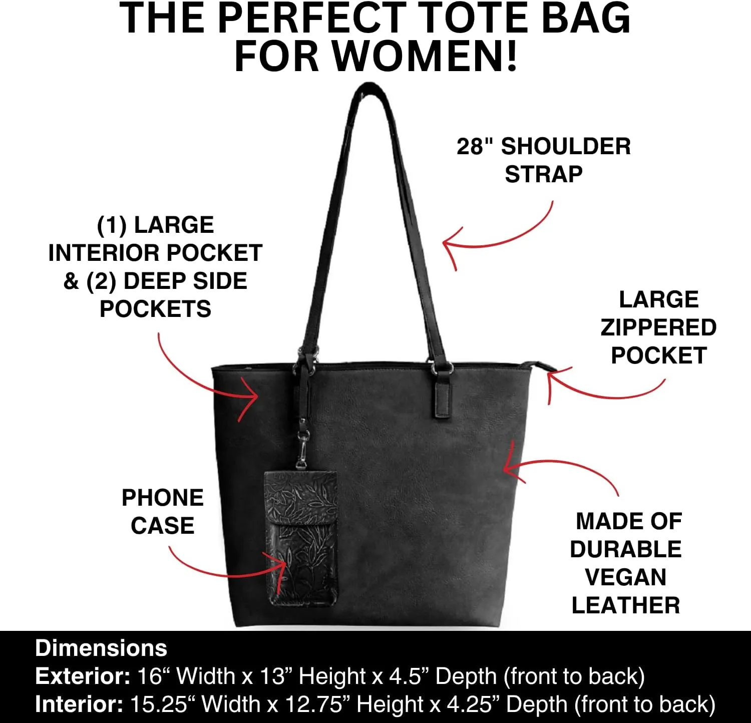 Tote Bag for Women & Phone Holder Combo - Touch Screen Women’s Crossbody Bag - Phone Bag (Techy Tote)