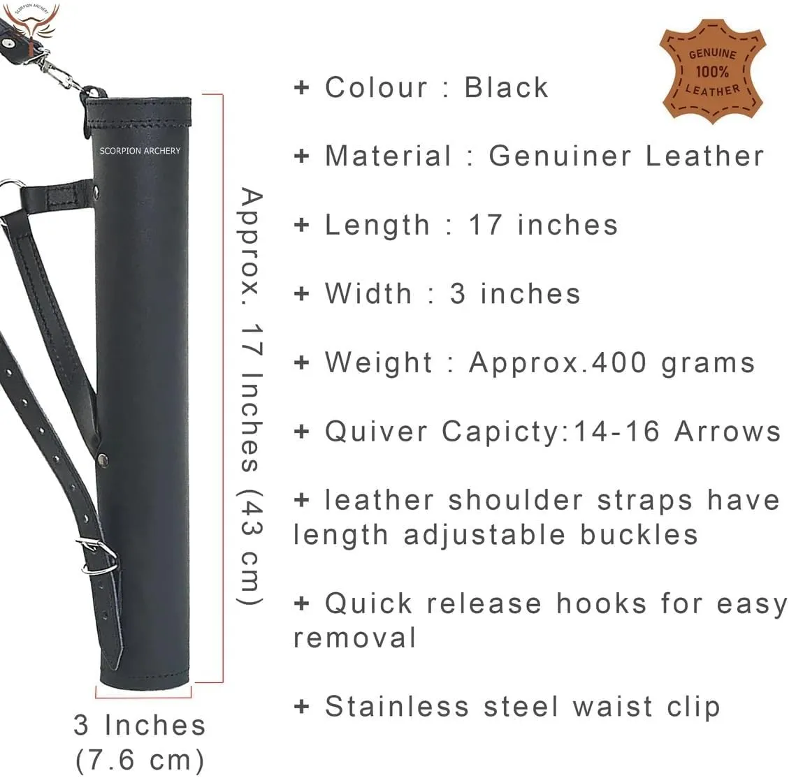 Traditional Back Quiver Bow Arrow Holder Handmade Leather Quiver Lightweight & Comfortable Gift for him Aniversary Gift