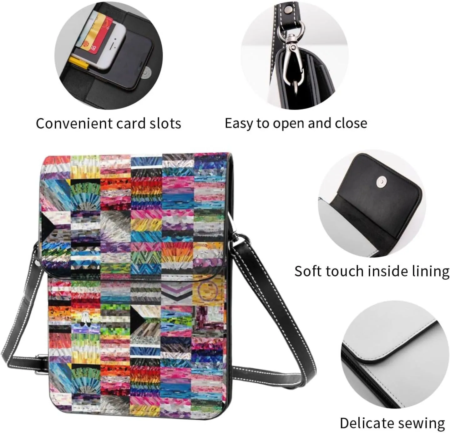 Trans Flag HE HIM Pronouns Cell Phone Purse Small Crossbody Bags For Women Men Wallet Purses With Adjustable Strap