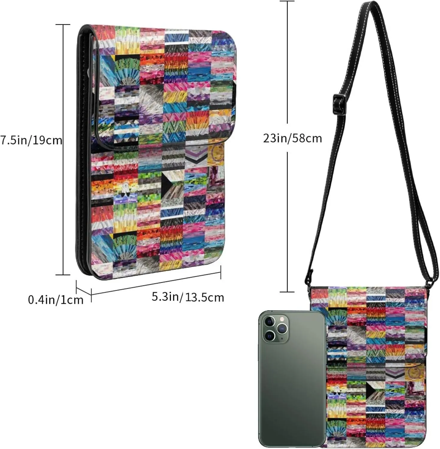 Trans Flag HE HIM Pronouns Cell Phone Purse Small Crossbody Bags For Women Men Wallet Purses With Adjustable Strap