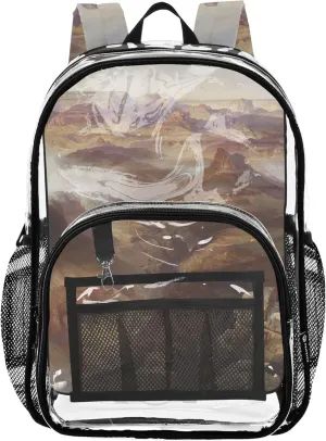 Travel Clear Bags for Women Boys Backpacks for Girls See through Approved Bag Thomas Moran American Grand Canyon Colorado River