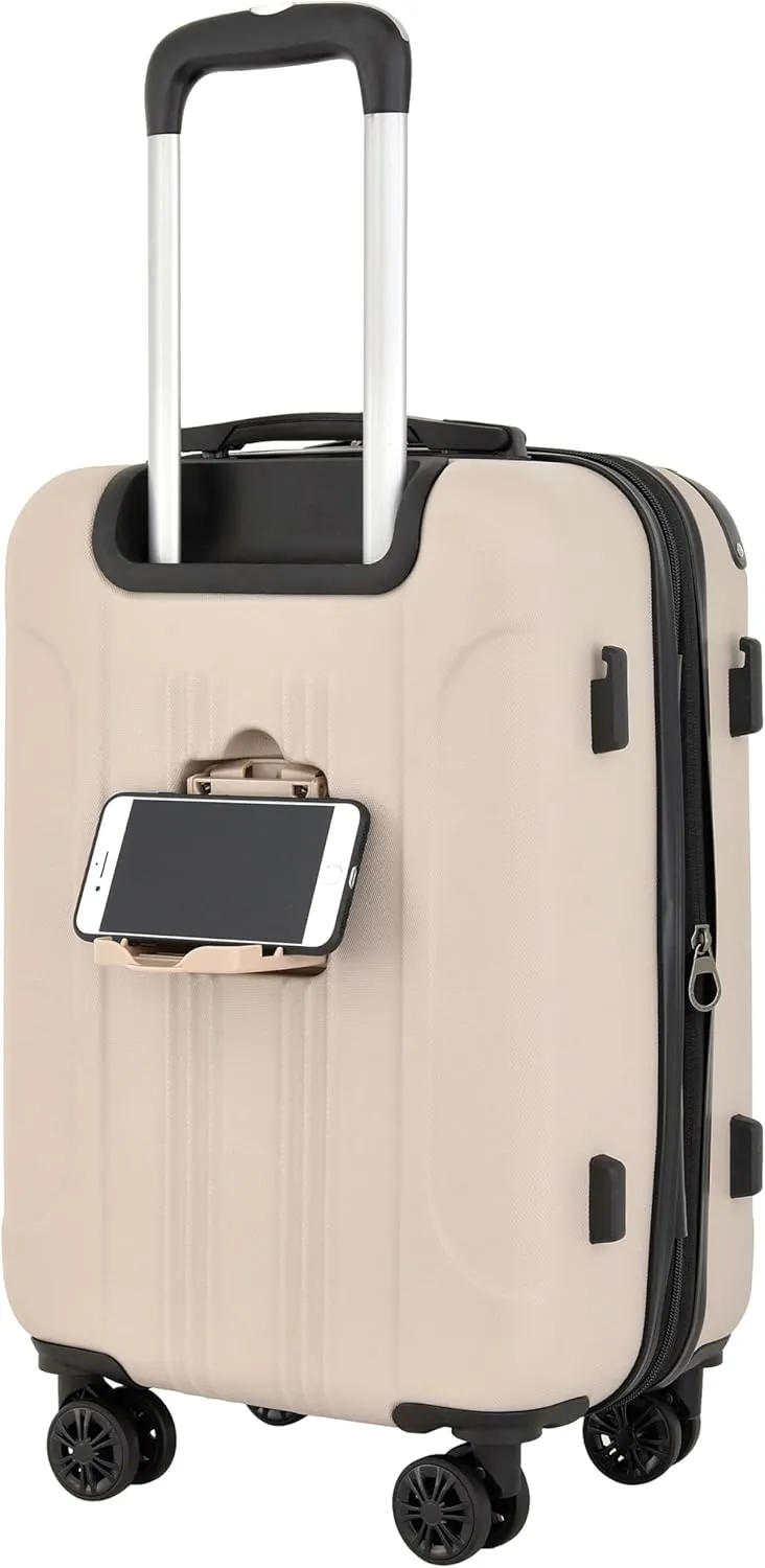 Travelers Club Chicago Plus Hardside Luggage, Mushroom, 20" Carry-On