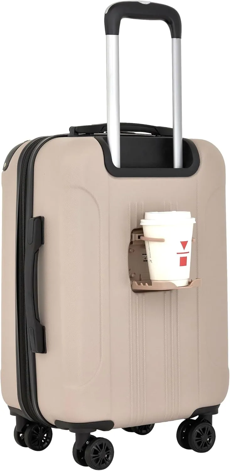Travelers Club Chicago Plus Hardside Luggage, Mushroom, 20" Carry-On