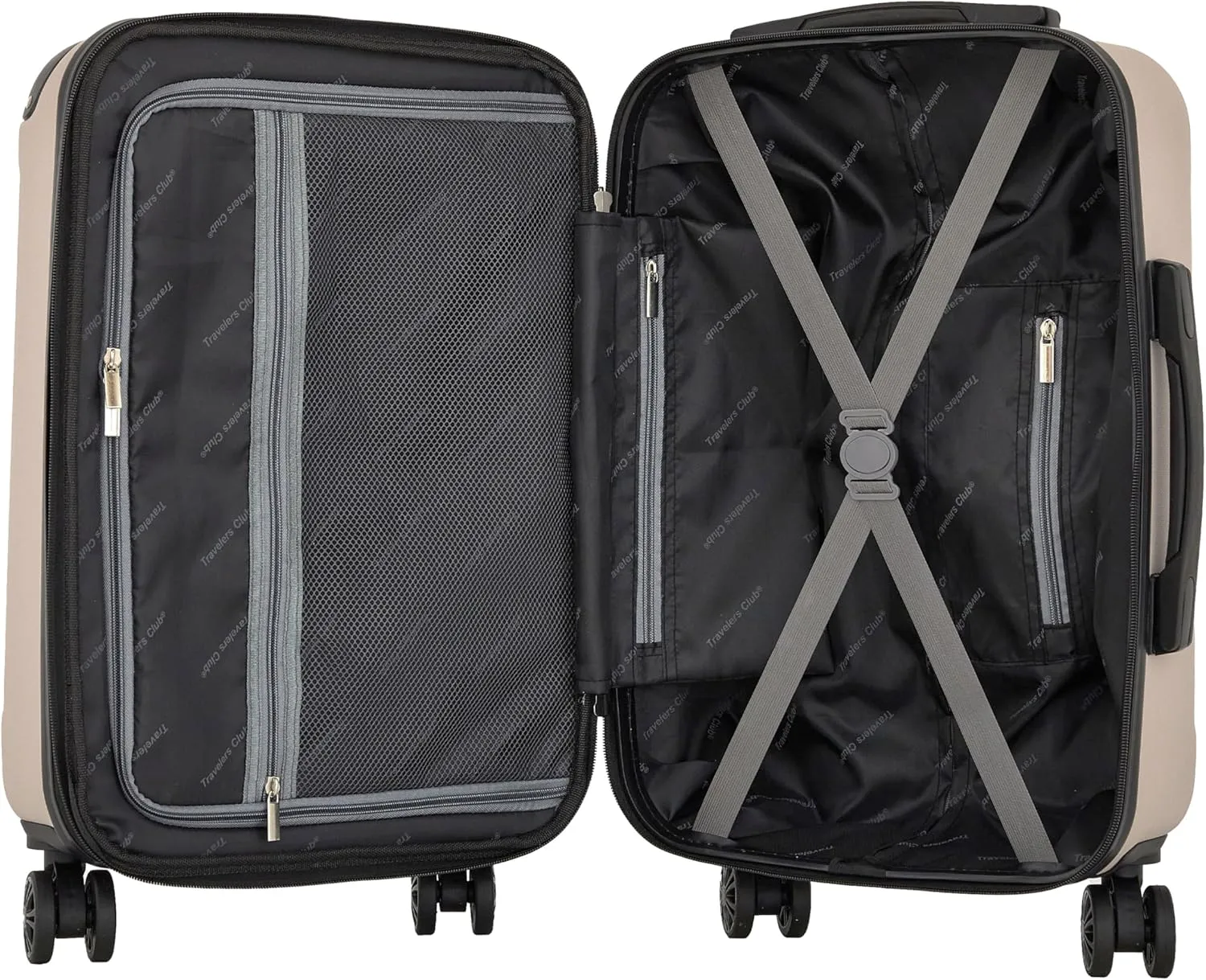 Travelers Club Chicago Plus Hardside Luggage, Mushroom, 20" Carry-On
