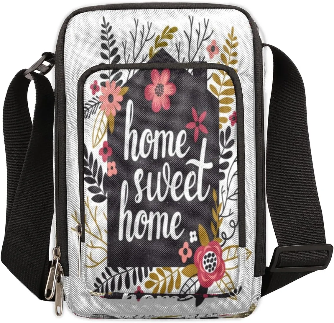 Tropic Floral Quote Home Crossbody Bag Small Sling Bag for Women and Men with Adjustable Shoulder Strap and Zipper Waterproof Fanny Pack for Working Traveling Hiking