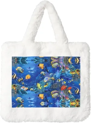 Tropical Fishes Printing Soft Plush Handbag For Womens Tote Bag For Women,Women Satchel Bags Wallet Purse For Gifts
