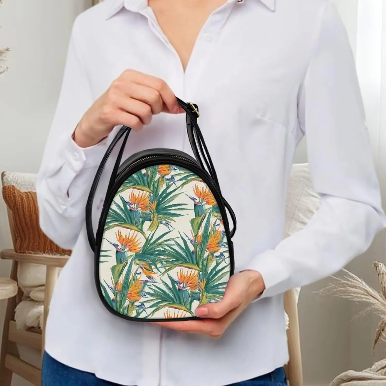Tropical Shoulder Bag Purse for Women Travel Cell Phone Holder Crossbody Bag PU Leather, Turtle Small Sling Bag
