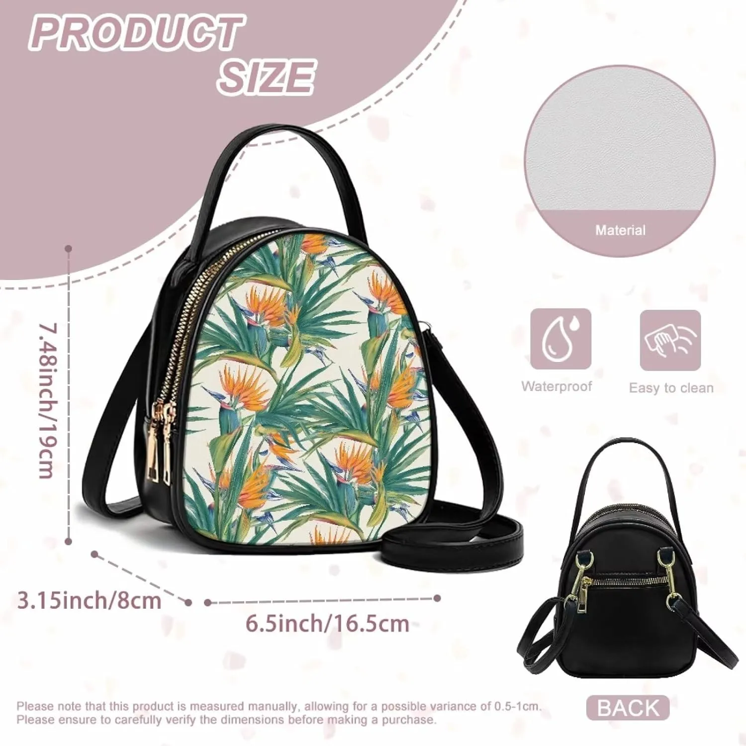 Tropical Shoulder Bag Purse for Women Travel Cell Phone Holder Crossbody Bag PU Leather, Turtle Small Sling Bag