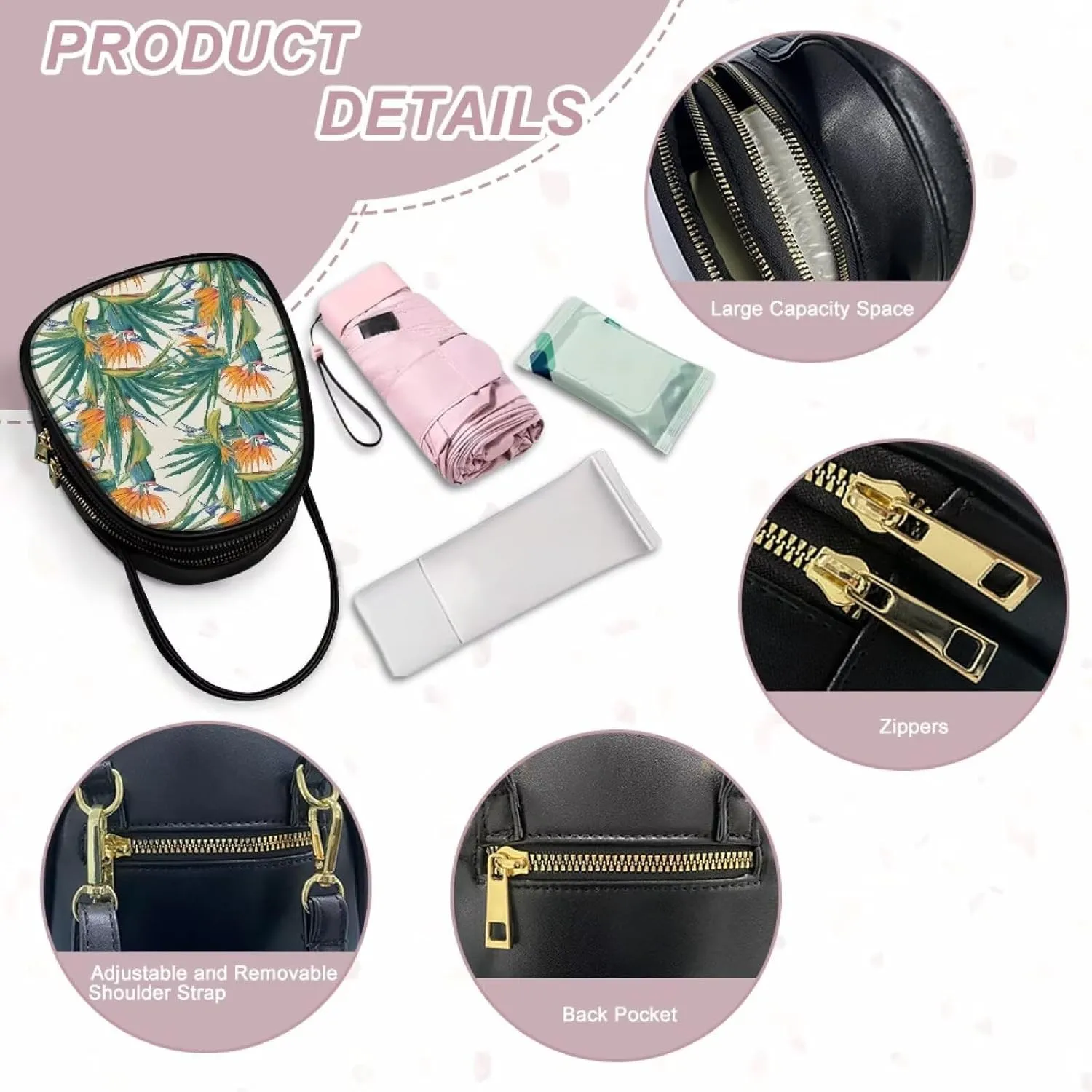 Tropical Shoulder Bag Purse for Women Travel Cell Phone Holder Crossbody Bag PU Leather, Turtle Small Sling Bag