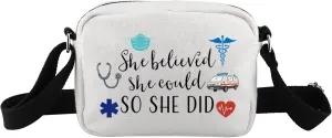 TSOTMO Emergency Medical Technician Gift She Believed She Could So She Did Inspirational EMT Crossbody Bag