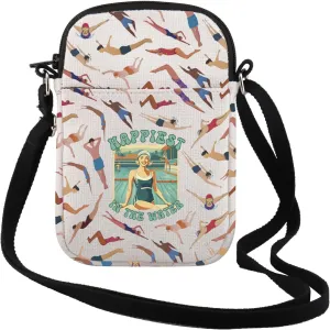 TSOTMO Funny Swim Gift Happiest In The Water Swim Crossbody Bag Women's Swimming Gift Swimmer Gift for Sister