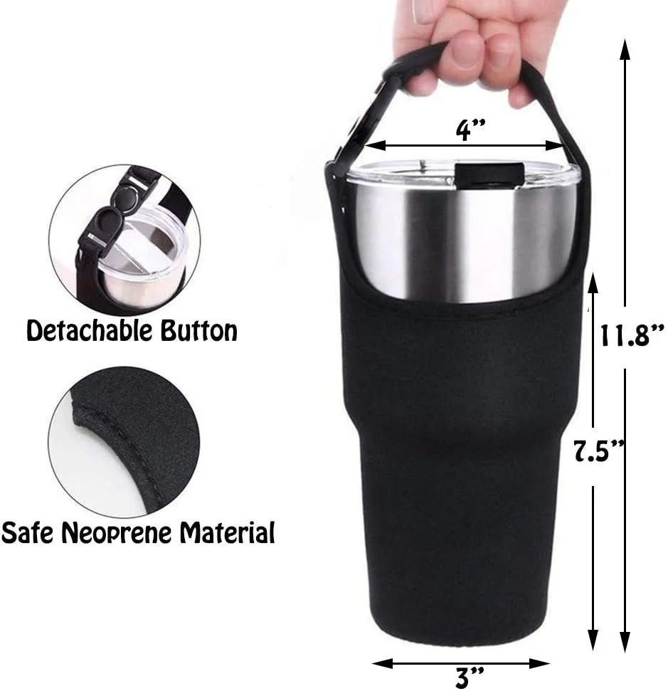 Tumbler 30oz Carrier Holder Pouch with Shoulder Strap, Fit for YETI, Rtic, Atlin, Ozark Trail, Rambler, Neoprene Sleeve with Carrying Handle - Black, Blue, Pink