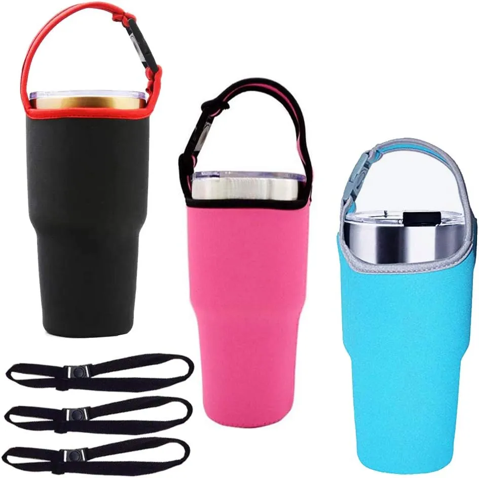 Tumbler 30oz Carrier Holder Pouch with Shoulder Strap, Hoomtry Neoprene Sleeve, for Insulated Tumbler Coffee Cup(3Pack)