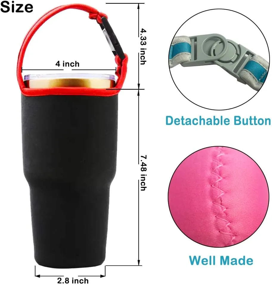 Tumbler 30oz Carrier Holder Pouch with Shoulder Strap, Hoomtry Neoprene Sleeve, for Insulated Tumbler Coffee Cup(3Pack)