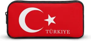 Turkey Turkish Flag of Türkiye Pencil Case Makeup Bag Easy to Clean Portable Pencil Pouch Office Organizer