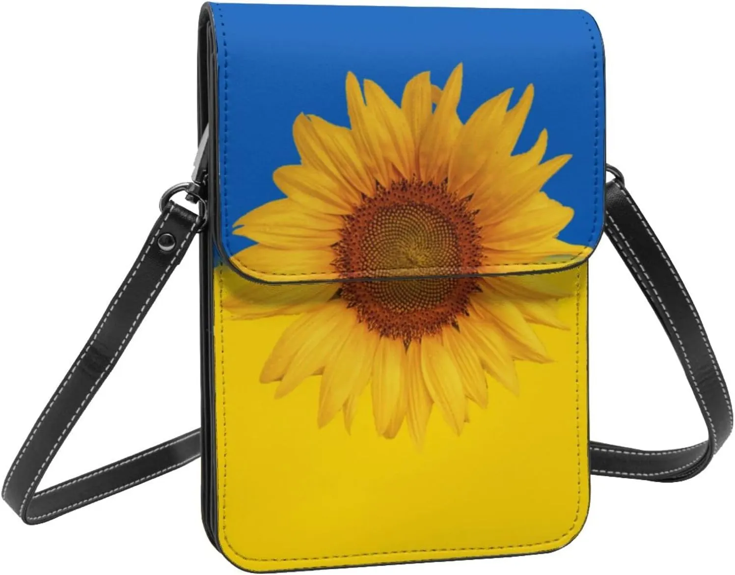 Ukraine Flag Sunflower Leather Crossbody Cell Phone Purse Small Wallet Bags Adjustable Phone Bag for Women