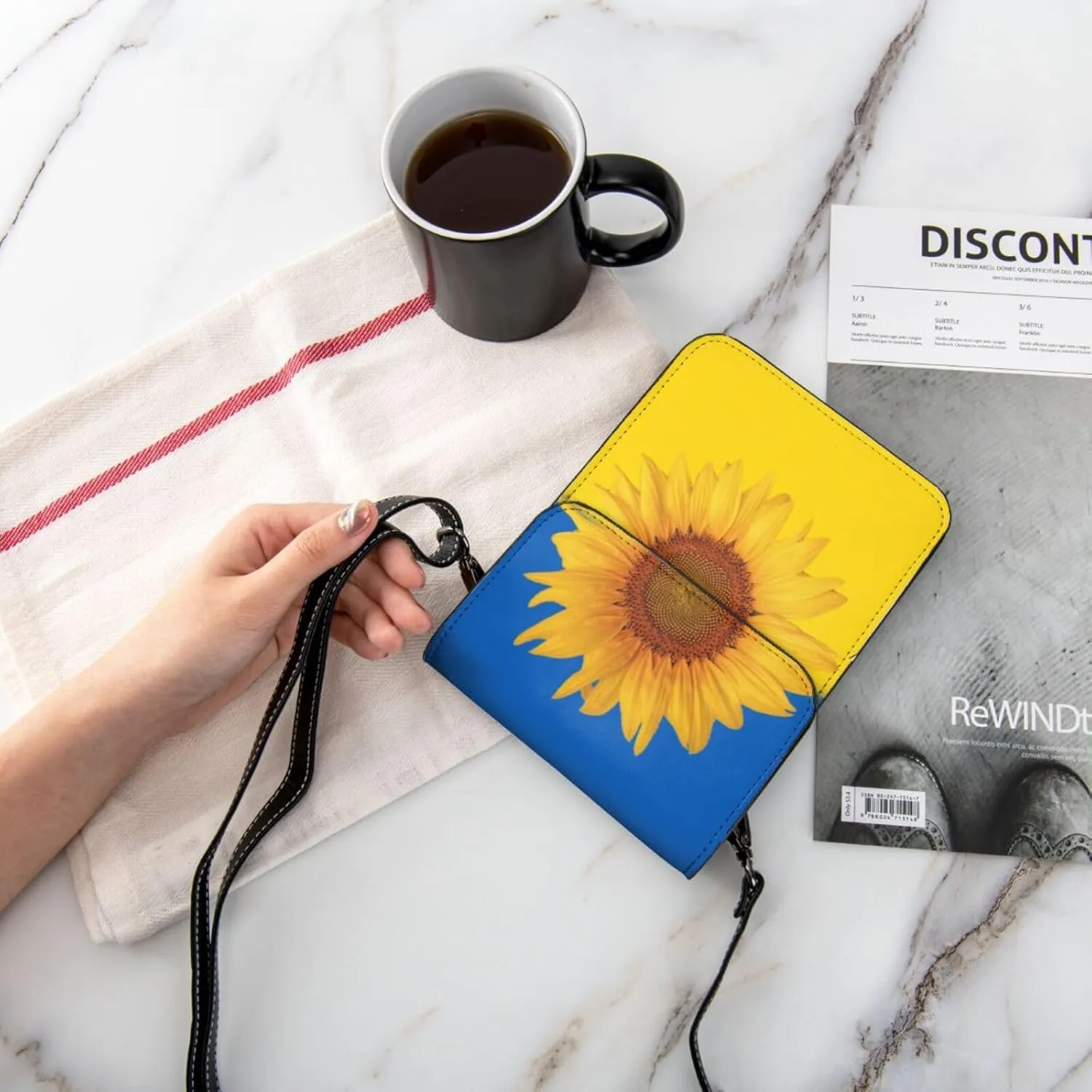 Ukraine Flag Sunflower Leather Crossbody Cell Phone Purse Small Wallet Bags Adjustable Phone Bag for Women
