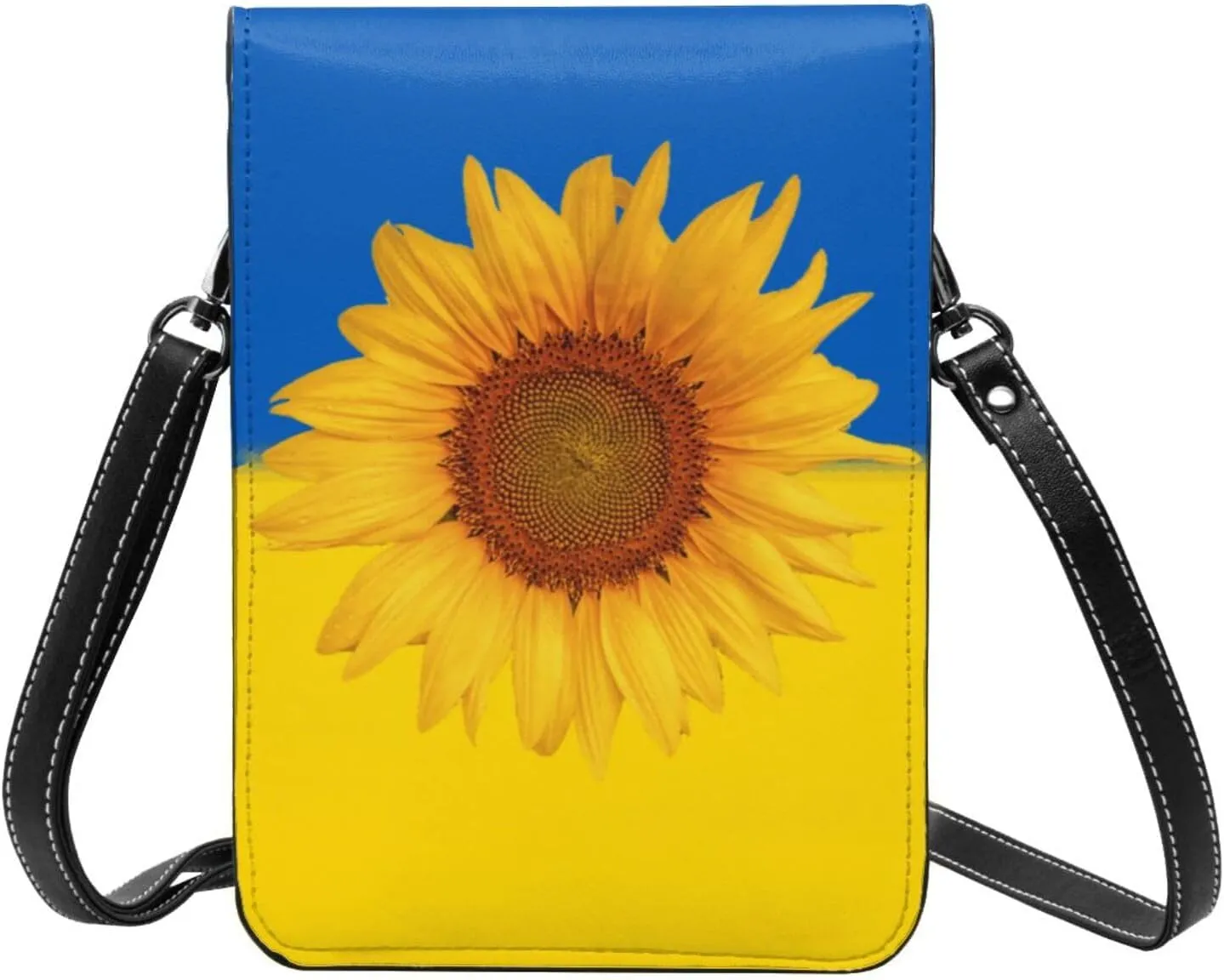 Ukraine Flag Sunflower Leather Crossbody Cell Phone Purse Small Wallet Bags Adjustable Phone Bag for Women