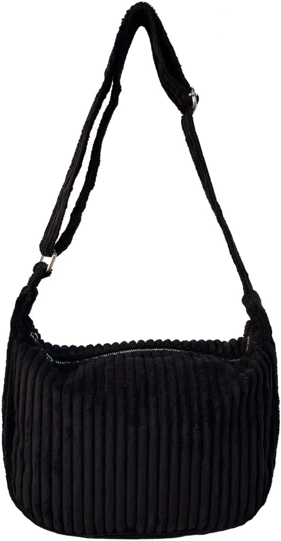 Ulisty Women Small Corduroy Hobo Bag Wide Strap Crossbody Bag Shoulder Bag Casual Handbag Daily Bag