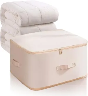 Ultra Space Saving Self Compression Organizer, 2024 New Heavy Duty Storage Travel Packing Storage Tote, Premium Moving Bags Space Bags with Handles for Clothes Blankets Bed Quilt (Beige, X-Large)