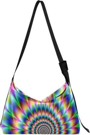 Unisex Shoulder Bag Crossbody Handbag Rainbow-spin-psychedelic Women Casual Hobo Bag Lightweight PU Leather Tote