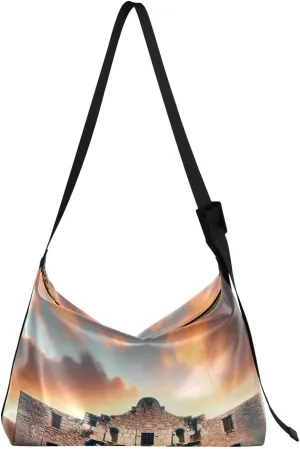 Unisex Shoulder Bag Crossbody Handbag Remember-the-alamo-texas Women Casual Hobo Bag Lightweight PU Leather Tote