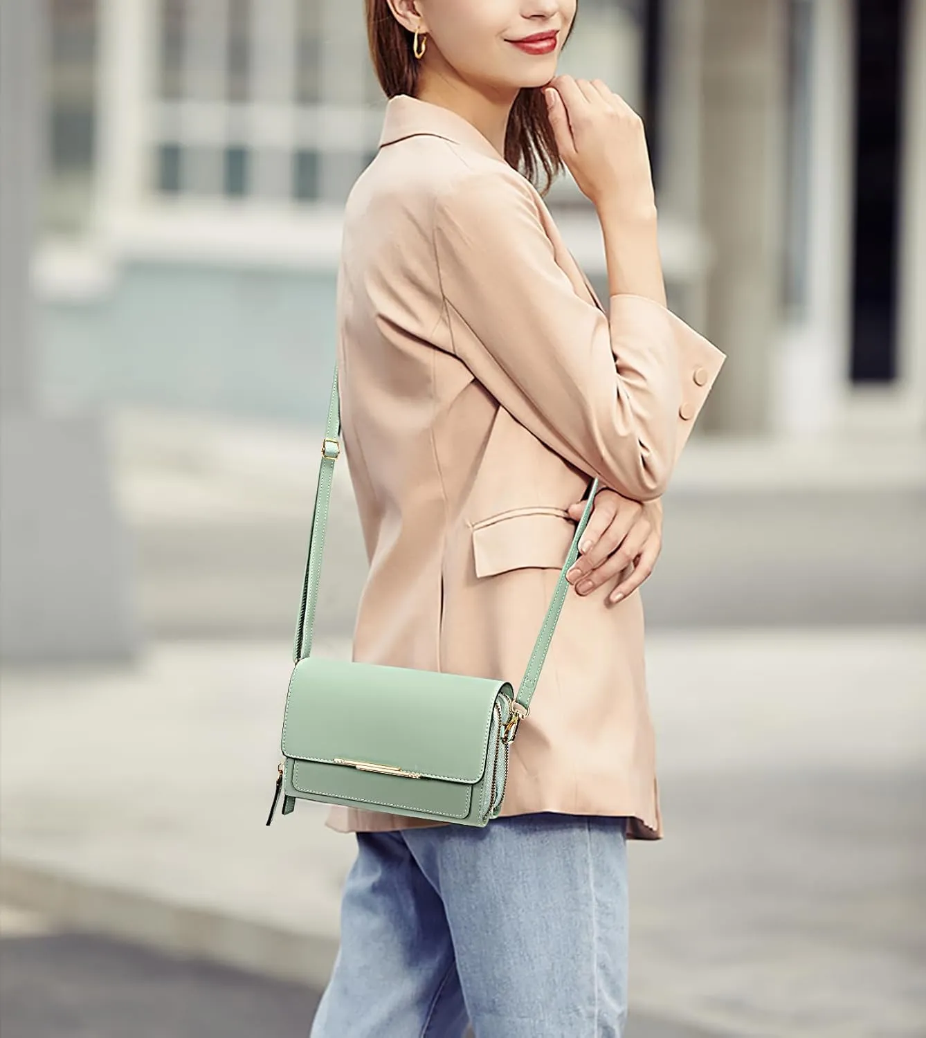 UTO Small Crossbody Shoulder Bag for Women Cellphone Bags Card Holder Wallet with Wristlet Purse and Handbags