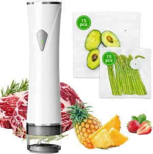 Vacuum Sealer for Food with Visible Water Tank, Handheld Vacuum Sealer Machine with 30 Reusable Bags, 6X Preservation & Fresh