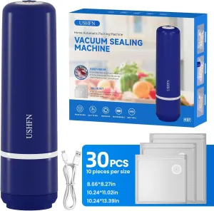 Vacuum Sealer,Portable Vacuum Sealer for food,Vacuum Machine with 3 sizes of Vacuum Storage Bags and 10 per size(Vacuum Sealers  30 reusable vacuum seal bags)