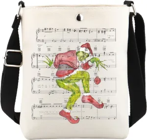 VAMSII Christmas Movie Inspired Crossbody Bag Musical Score Themed Gift Merry Christmas Gift